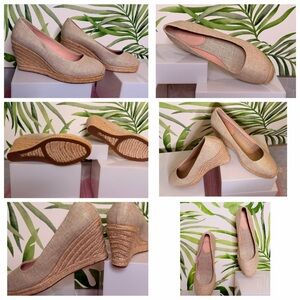 J.Crew Espadrille Wedges | Champagne Metallic Linen | Size 9.5 (RUNS LARGE)| NEW